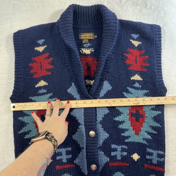 Vtg Eddie Bauer Sz M Navajo Native American Sweater Vest Buffalo Nickel Wool - Picture 6 of 9